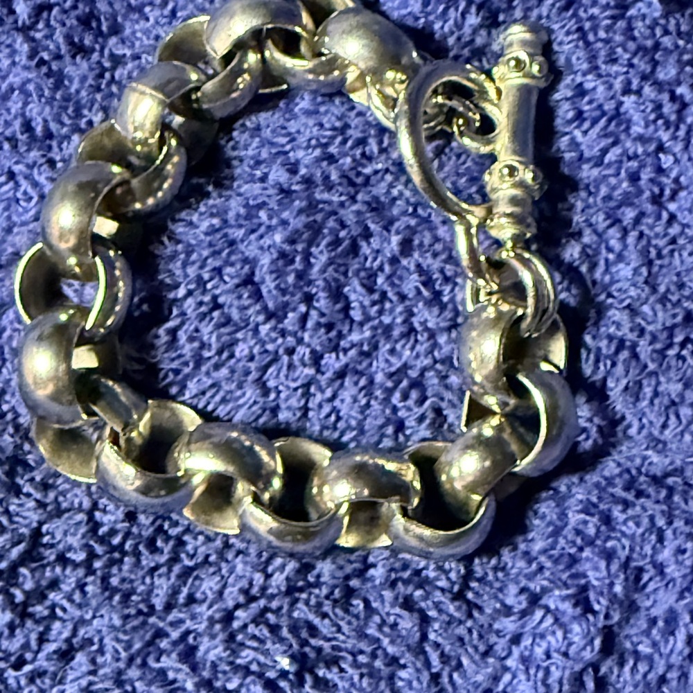 Chunky Silver Bracelet 5”-6 1/2” Wrist
